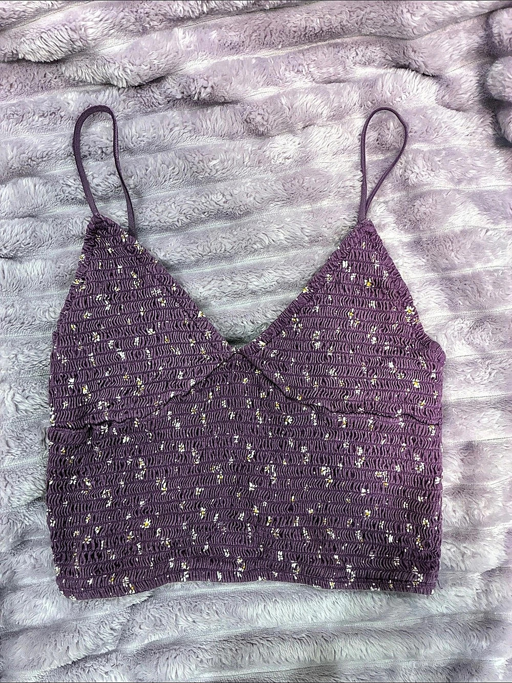 ME TO WE Purple & White Floral Camisole Medium Like New
